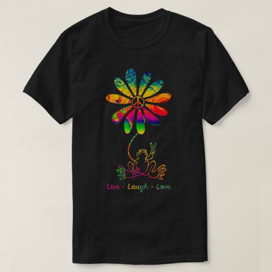 Peace Liebe Frog Hippie Blume Daisy Gift T-Shirt (Design vorne)