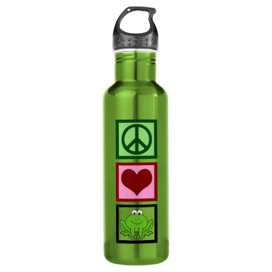 Peace Liebe Frogs Edelstahlflasche (Vorderseite)
