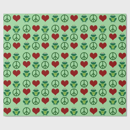 Peace Liebe Frogs Niedlich Frog Pattern Geschenkpapier (Flach)