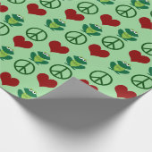 Peace Liebe Frogs Niedlich Frog Pattern Geschenkpapier (Ecke)