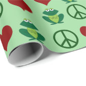 Peace Liebe Frogs Niedlich Frog Pattern Geschenkpapier (Rolleneckpunkt)