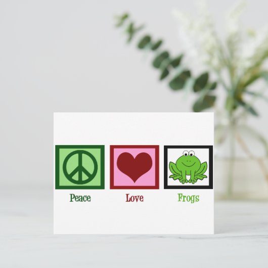 Peace Liebe Frogs Postkarte (Stehend Vorderseite)