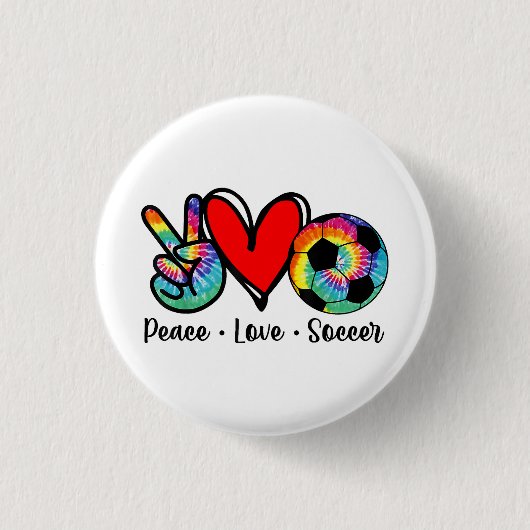 Peace Liebe Fußball Gefärbte Krawatte Design Fraue Button (Vorderseite)