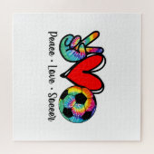 Peace Liebe Fußball Gefärbte Krawatte Design Fraue Puzzle (Horizontal)