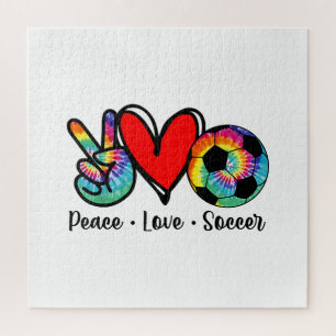 Peace Liebe Fußball Gefärbte Krawatte Design Fraue Puzzle