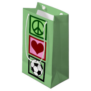 Peace Liebe Fußball-Spieler Geburtstagsgrün Futb Kleine Geschenktüte