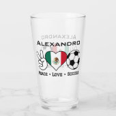 Peace Liebe Fußglas mit Namen Glas (Rückseite)