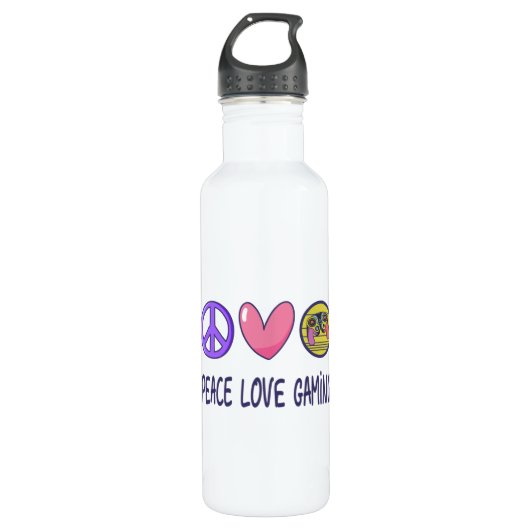 Peace Liebe Gaming Edelstahlflasche (Vorderseite)