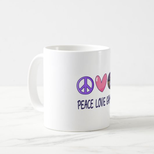 Peace Liebe Gaming Kaffeetasse (Vorderseite Links)