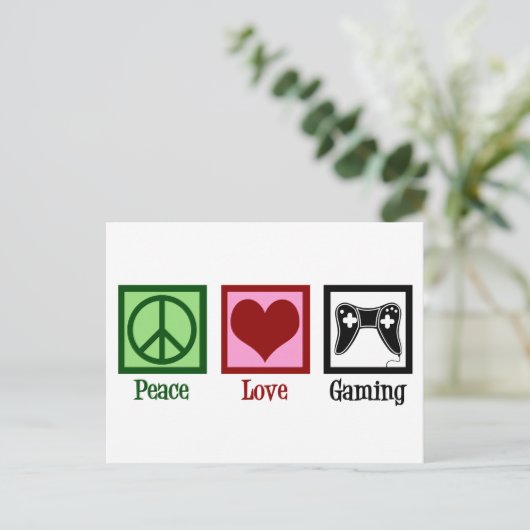 Peace Liebe Gaming Postkarte (Stehend Vorderseite)