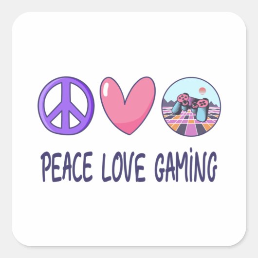 Peace Liebe Gaming Quadratischer Aufkleber (Vorderseite)
