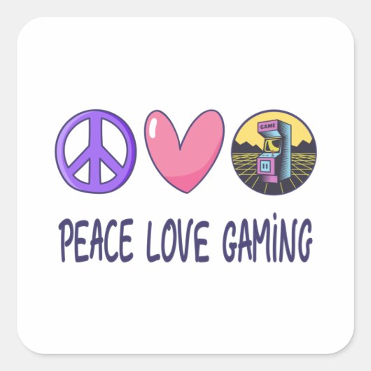 Peace Liebe Gaming Quadratischer Aufkleber (Vorderseite)