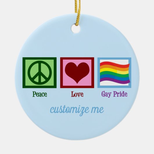 Peace Liebe Gay Pride Niedliche Weihnachten Keramik Ornament (Vorne)