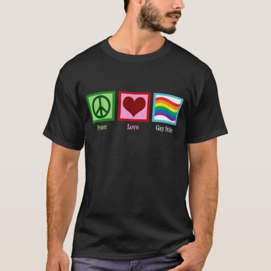 Peace Liebe Gay Pride Parade Regenbogenflagge T-Shirt (Vorderseite)