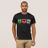 Peace Liebe Gay Pride Waving Rainbow Flag T-Shirt (Vorne ganz)