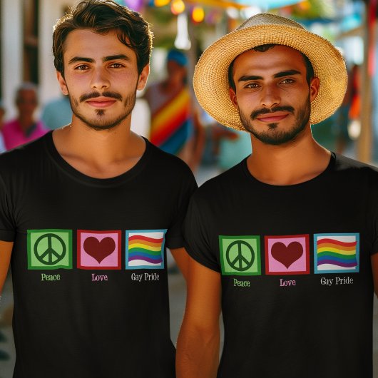 Peace Liebe Gay Pride Waving Rainbow Flag T-Shirt