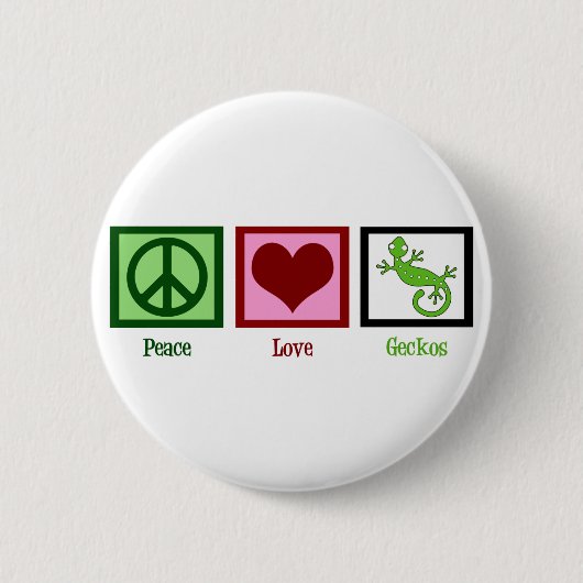 Peace Liebe Geckos Button (Vorderseite)