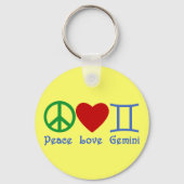 Peace Liebe Gemini Astrologisches Design Schlüsselanhänger (Vorderseite)