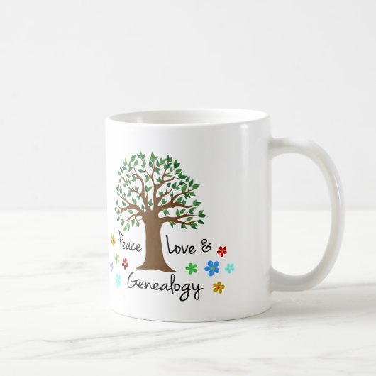 Peace Liebe Genealogie Familienbaum Spaß Tasse (Rechts)