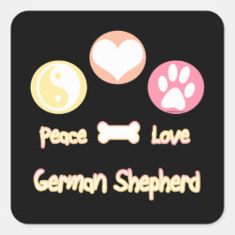 Peace Liebe German Shepherds Quadratischer Aufkleber