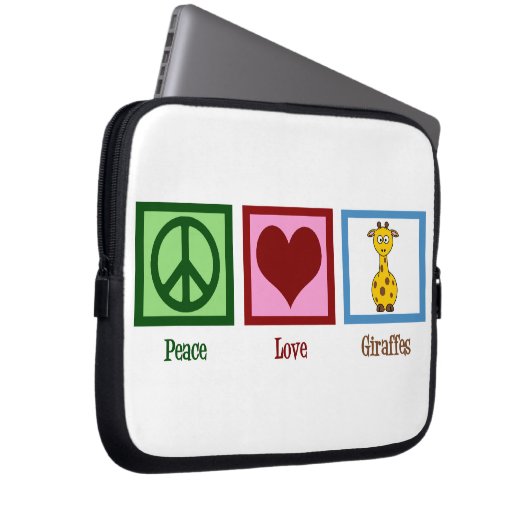Peace Liebe Giraffes Laptopschutzhülle (Vorne Rechts)