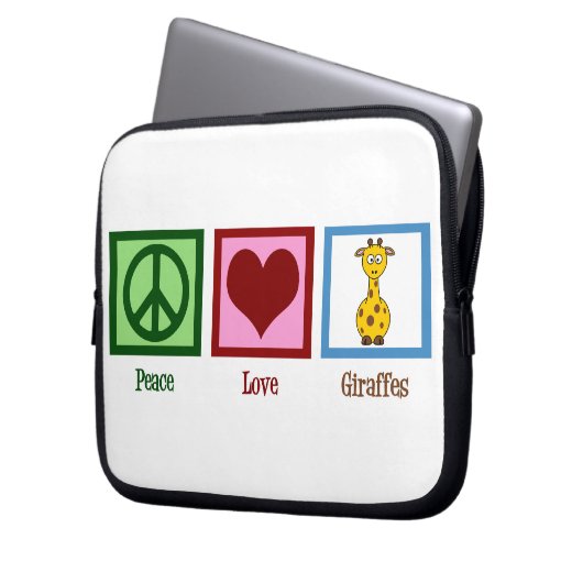Peace Liebe Giraffes Laptopschutzhülle (Vorderseite Links)
