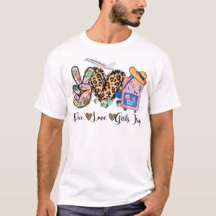Peace Liebe Girls Trip Leopard Herzbeutel erhöhen T-Shirt