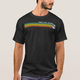 PEACE LIEBE GITARS Retro Rainbow Stripes T-Shirt
