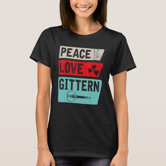 Peace Liebe Gittern Musical Instrument Gittern Pla T-Shirt (Vorderseite)