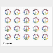 Peace Liebe Glitzer Confetti Rainbow 4 Runder Aufkleber (Blatt)