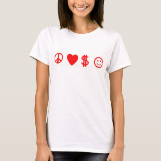 PEACE LIEBE GLÜCKLICH GELD Frauen langen Ärmel T - T-Shirt