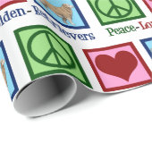 Peace Liebe Golden Retriever Weihnachten Geschenkpapier (Rolleneckpunkt)