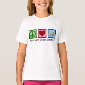 Peace Liebe Golden Retrievers Niedliche Kinder T-Shirt (Vorderseite)