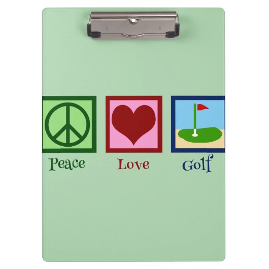 Peace Liebe Golf (grün) Klemmbrett (Vorderseite)