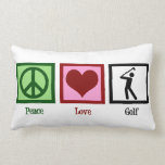 Peace Liebe Golf Lendenkissen<br><div class="desc">Ein Friedenszeichen,  ein Herz und ein Golfer,  der sein Golfen praktiziert.</div>