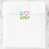Peace Liebe Golf Runder Aufkleber (Tasche)