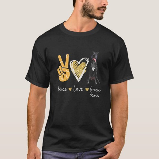 Peace Liebe Great Dane Dovers Lovers T-Shirt (Vorderseite)