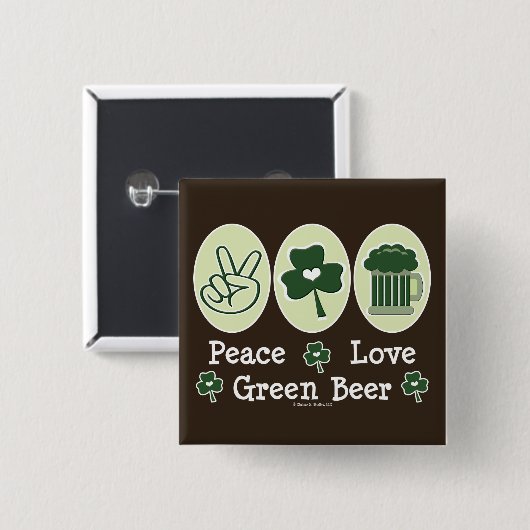Peace Liebe Green Beer Button (Vorne & Hinten)