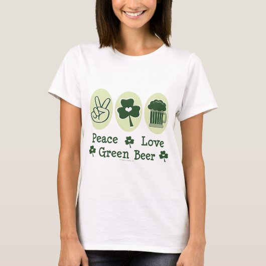 Peace Liebe Green Beer Ringer Tee Shirt (Vorderseite)