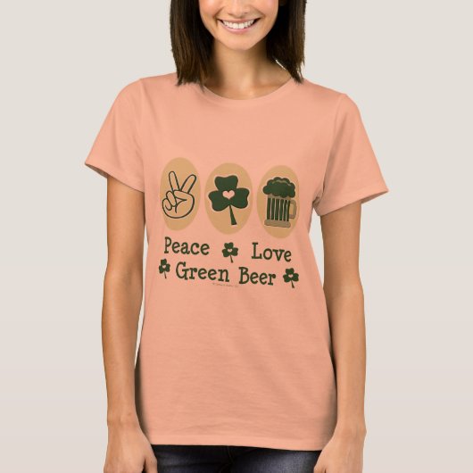 Peace Liebe Green Beer Ringer Tee Shirt (Vorderseite)