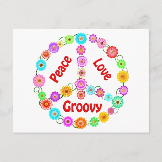 Peace Liebe Groovy Postkarte (Vorderseite)