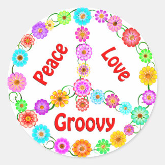 Peace Liebe Groovy Runder Aufkleber
