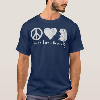 Peace Liebe Guinea Schweine Lover Wheek Retro Prem T-Shirt