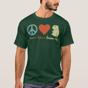 Peace Liebe Guinea Schweine Lover Wheek Retro Prem T-Shirt
