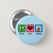 Peace Liebe Guitar Niedlich Blue Gitarrist Button (Vorne & Hinten)