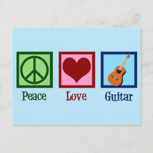 Peace Liebe Guitar Niedlich Musical Instrument Sho Postkarte