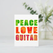 Peace Liebe Guitar Postkarte (Stehend Vorderseite)