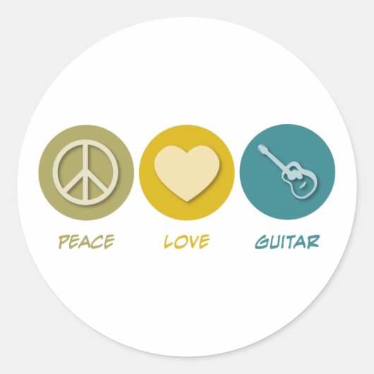 Peace Liebe Guitar Runder Aufkleber (Vorderseite)