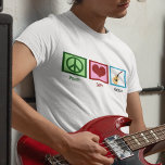 Peace Liebe Guitar T-Shirt<br><div class="desc">Ein Friedenszeichen,  ein Herz und ein Gitarrendesign sind ein großartiges Geschenk für jemanden in einer Band.</div>