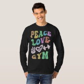 PEACE LIEBE GYM Retro PE Teacher Groovy School T-Shirt (Vorne ganz)